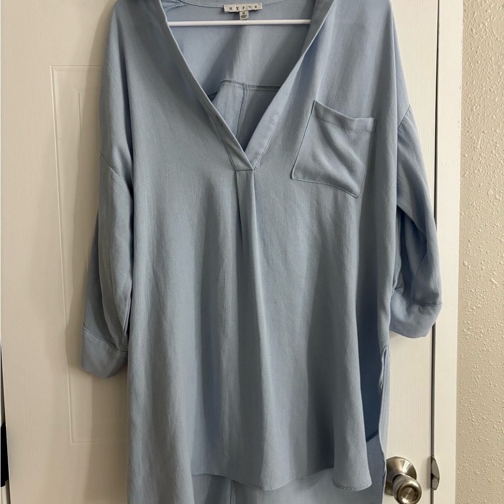 HYFVE Light Blue Blouse with Pocket Detail